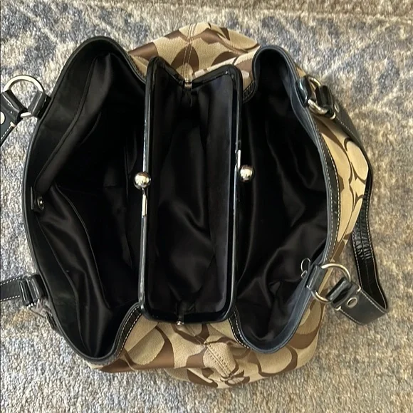 Coach Brown and Black Shoulder Bag with Signature Monogram - Picture 8 of 9